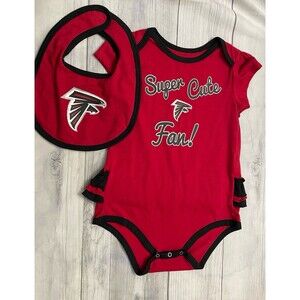 NEW! NFL Atlanta Falcons Football Baby Girl Onesie Bodysuit & Bib Size 24 months